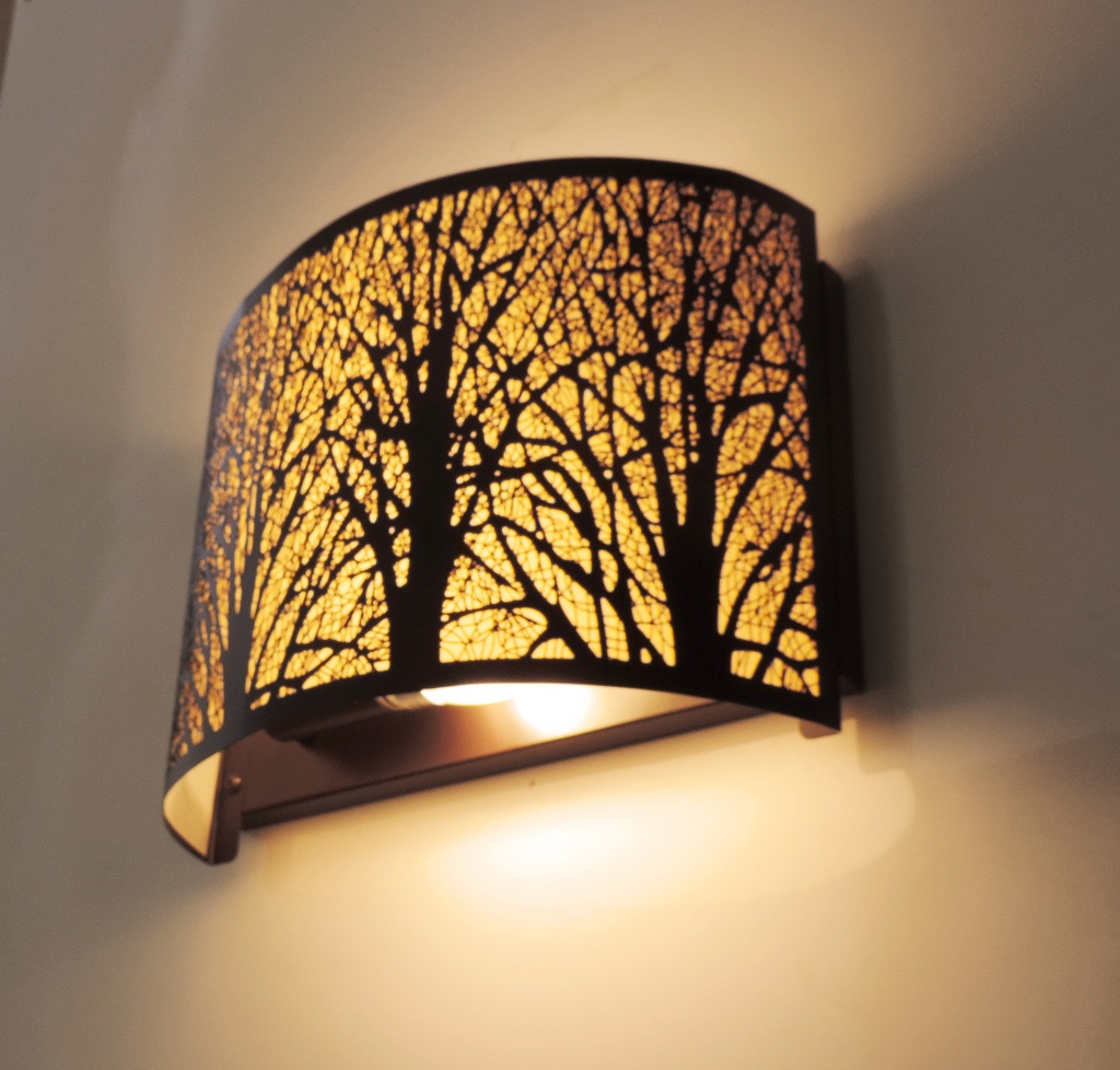 Wall Light Interior Surface Mounted SESx2 Curved Aged Bronze Laser Cut OD280mm