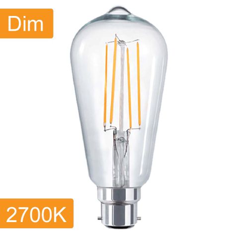 Pear ST64 4w LED Filament - Dim - B22 - 2700K