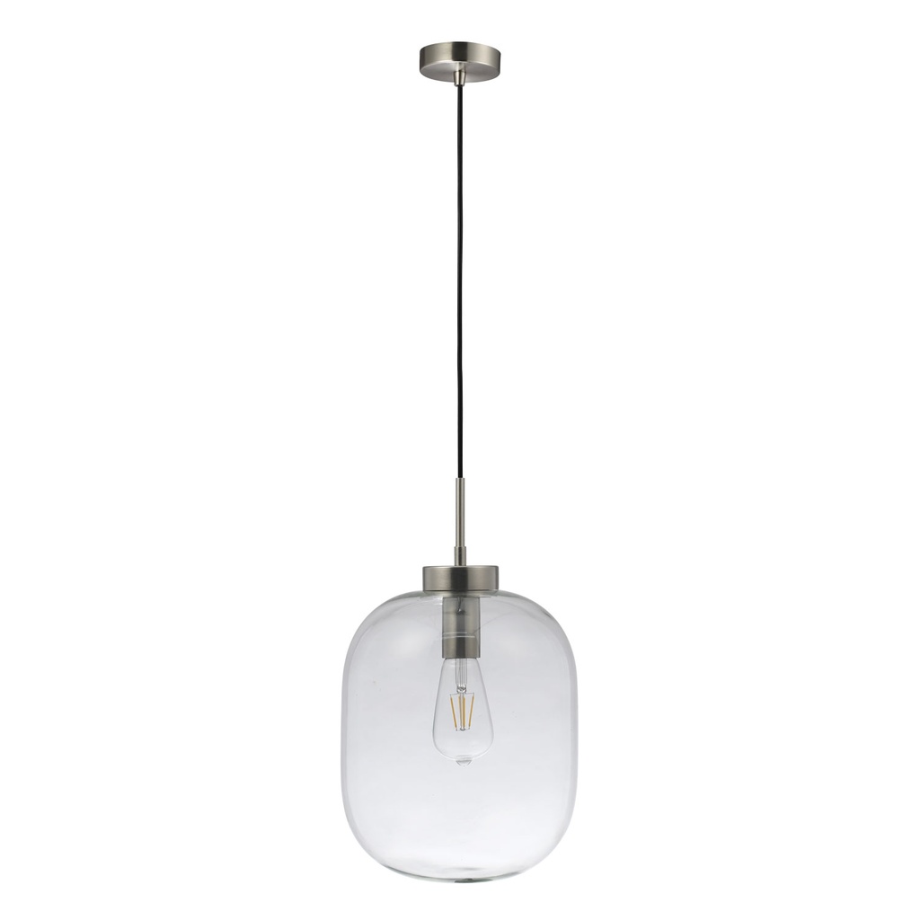 FLAUNT GLASS PENDANT 240V E27 SATIN CHROME