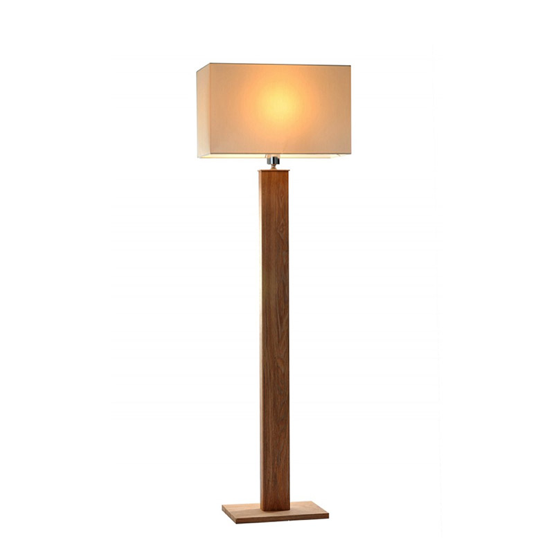 Dion Floor Lamp | Wood and Creamy White Fabric