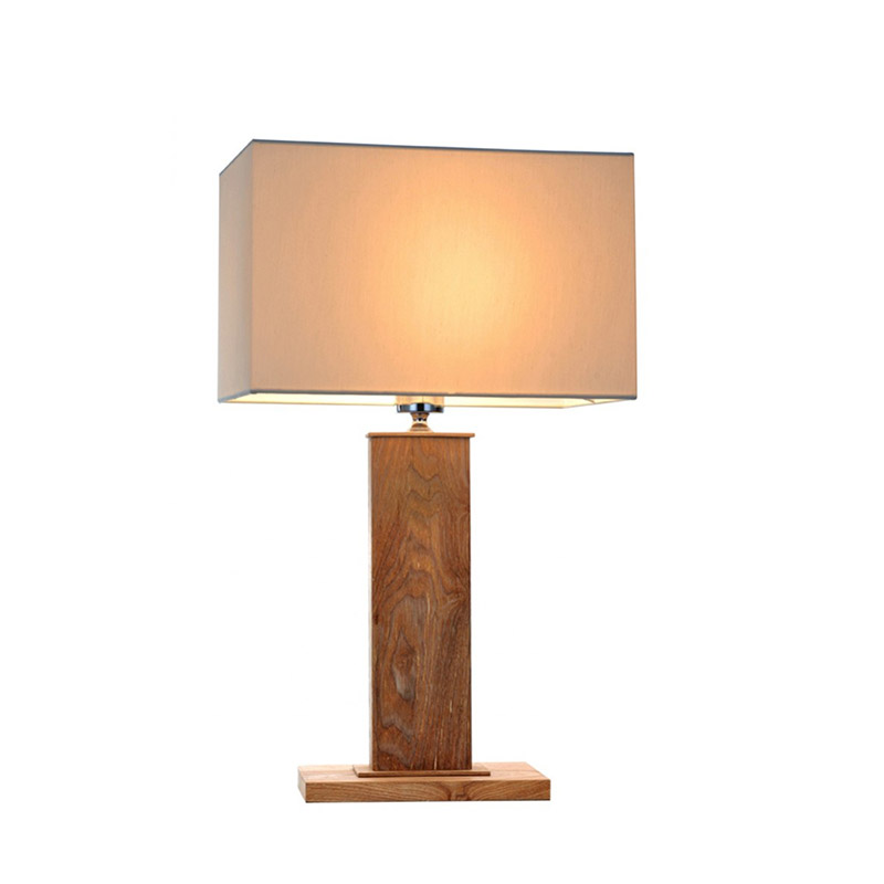 Dion Table Lamp | Wood and Creamy White Fabric