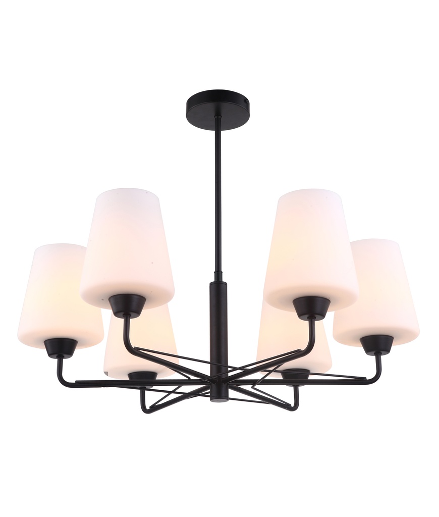 Pendant Light ESx6 Opal Glass with 6 Arms OD675mm