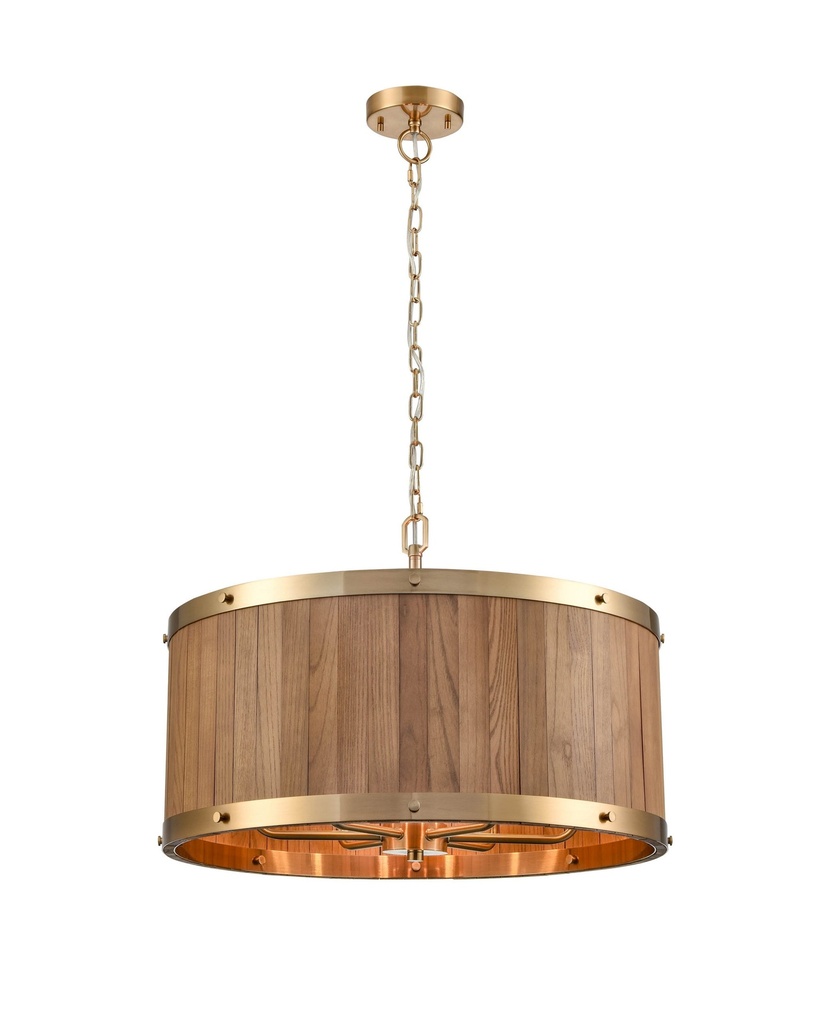 Pendant Light ESx6 Drum Natural Wood OD 624mm