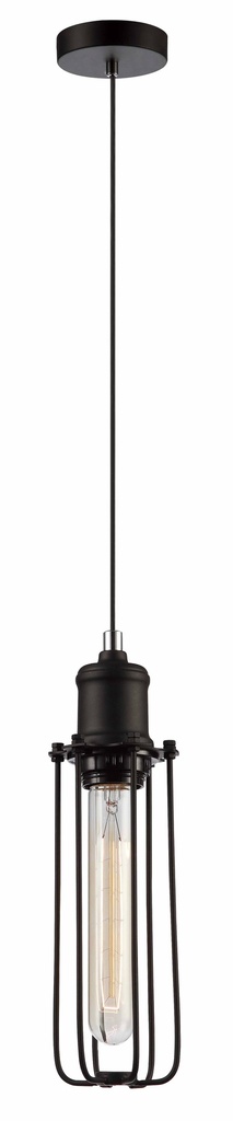 Pendant Light ES Black Tubular Cage OD75mm