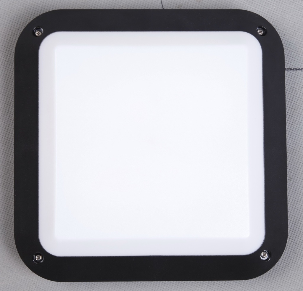 Exterior Bulkhead 12W Square Black 4000K IP66 OD280mm 800LM