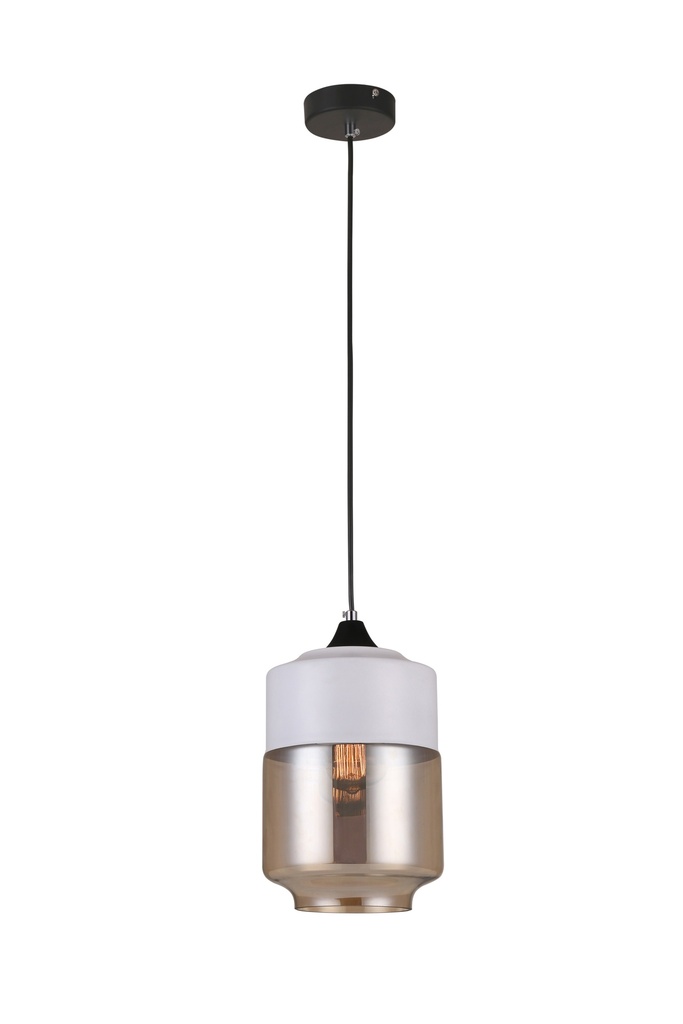 Pendant Light ES White with Amber Glass Jar OD180mm