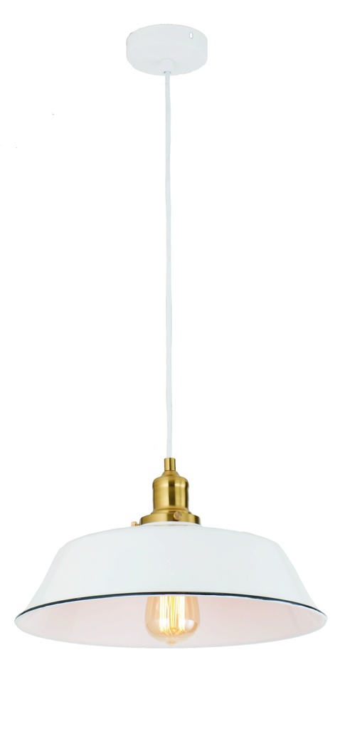 Pendant Light ES 40W White Angled Dome OD360mm