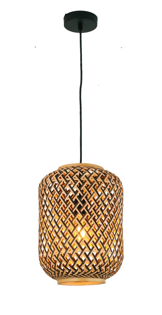 Pendant Light ES 40W Cylinder Bamboo Cage OD250mm X L360m