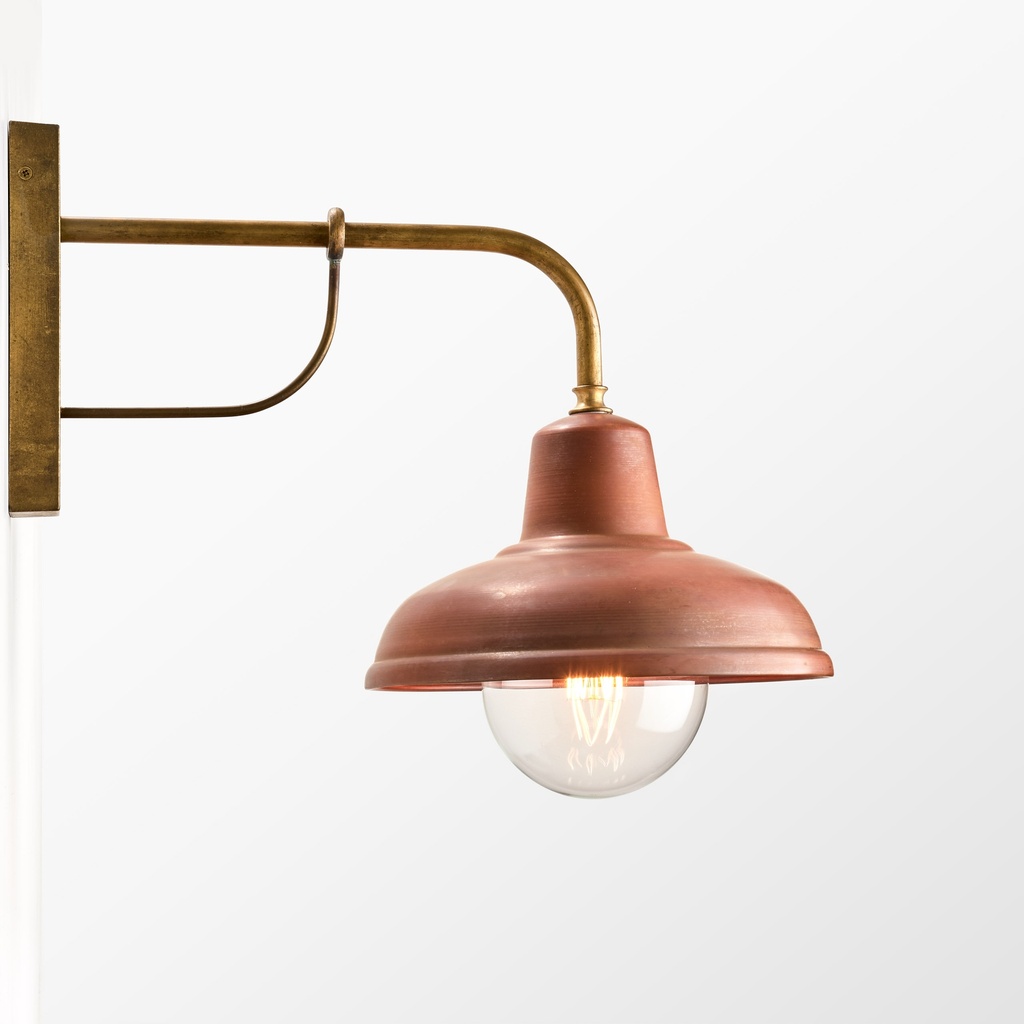 Wall Light Interior Surface Mounted ES Dome Aged Copper (Brass Bracket & Base & Neck)