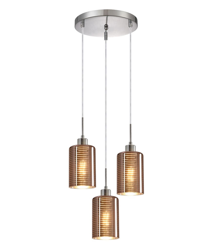 Pendant Light ES x 3 72W Glass Oblong Round Base