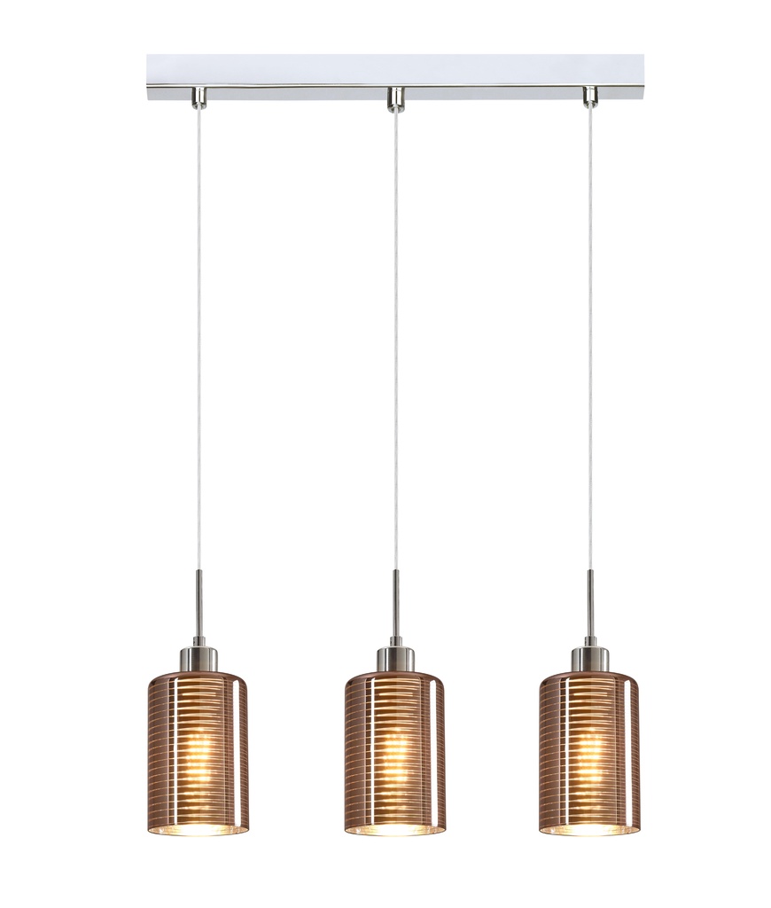 Pendant Light ES x 3 72W Glass Oblong Square Base