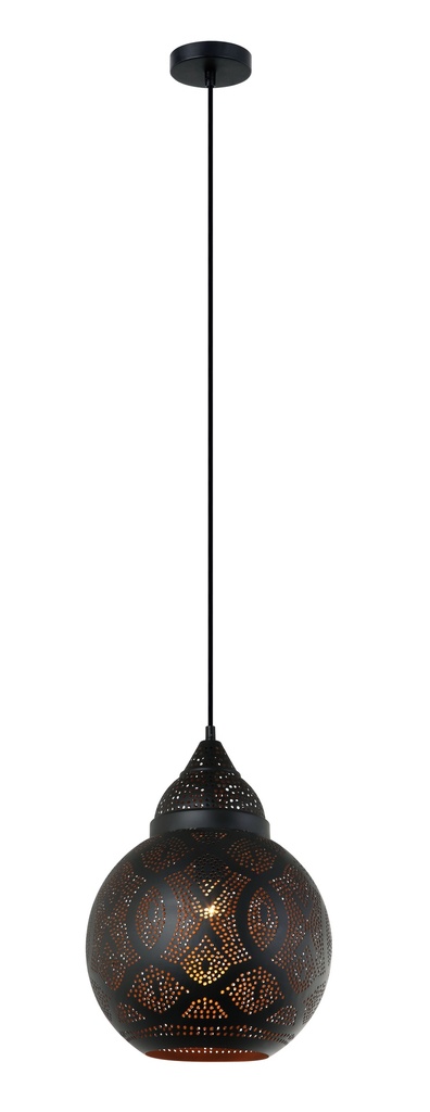 Pendant Light ES Black Bell OD300mm with Gold