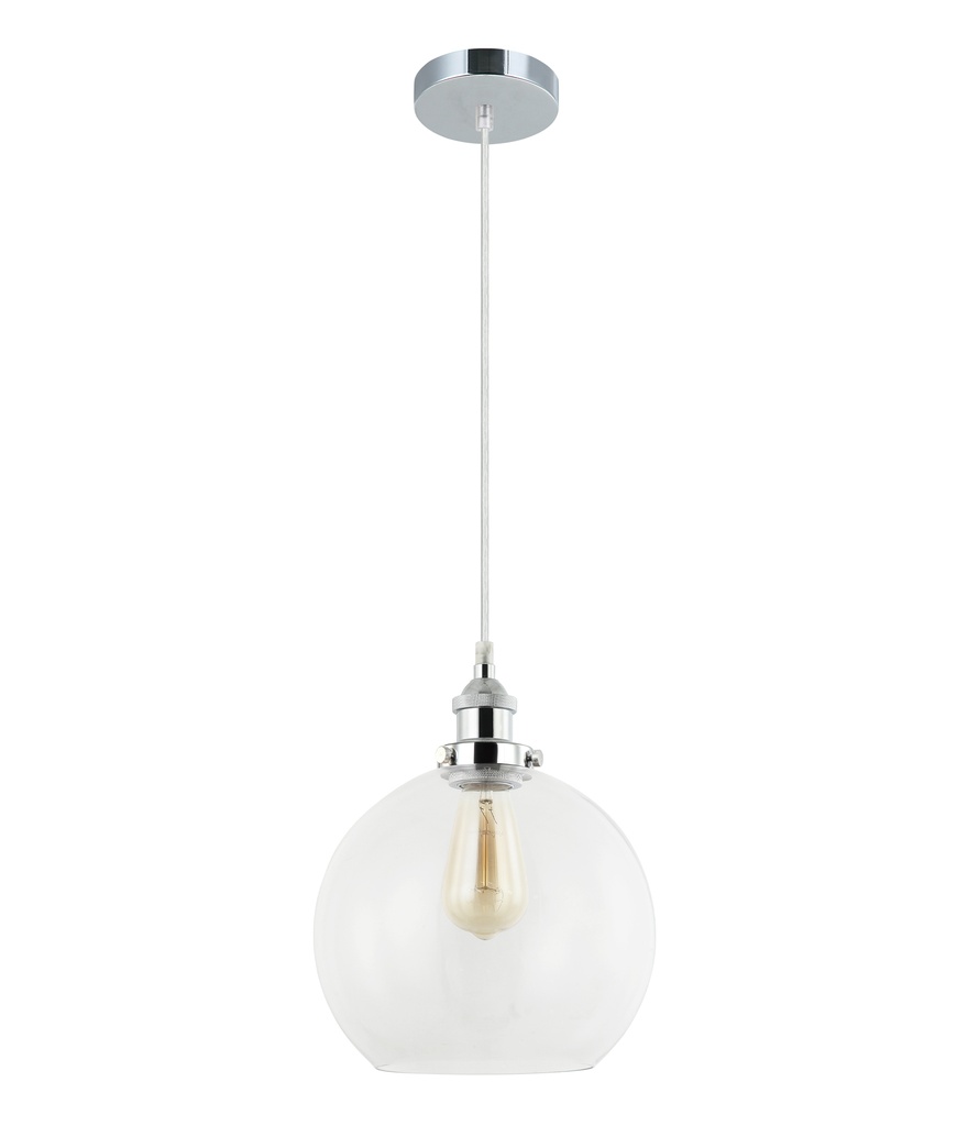 Pendant Light ES 40W Wine Glass With Chrome Highlight