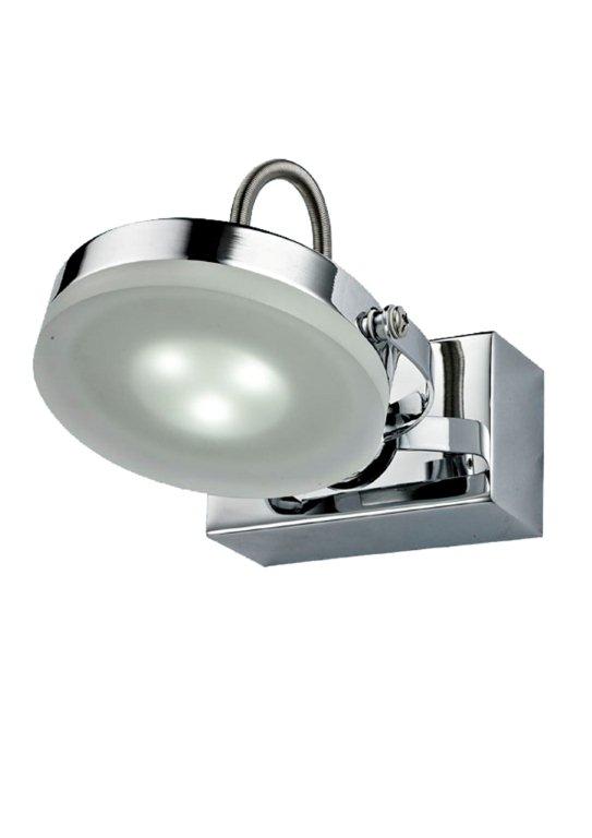 Wall Light Interior Surface Mounted Adjustable 3W Round Chrome 3000K with Rectangular Base 176LM