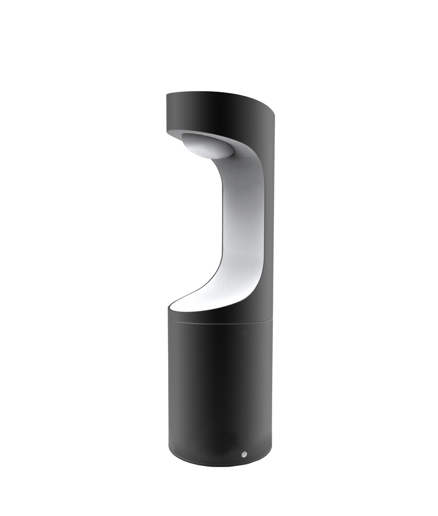 Bollard Light 9W Round Matte Black with White 3000K IP54 350LM