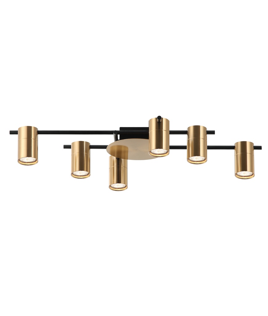Spot Light GU10 X 6 Interior Ceiling Brass / Brass & Black OD720mm H120mm Adjustable