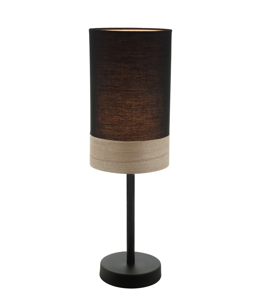 Table Lamp ES Small Black Cloth Oblong OD150mm with Blonde Wood