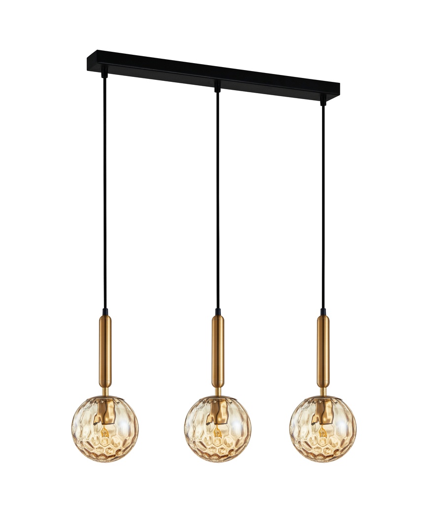 Pendant Light ES 3 X 72W Spherical Glass Enclosed Square Base