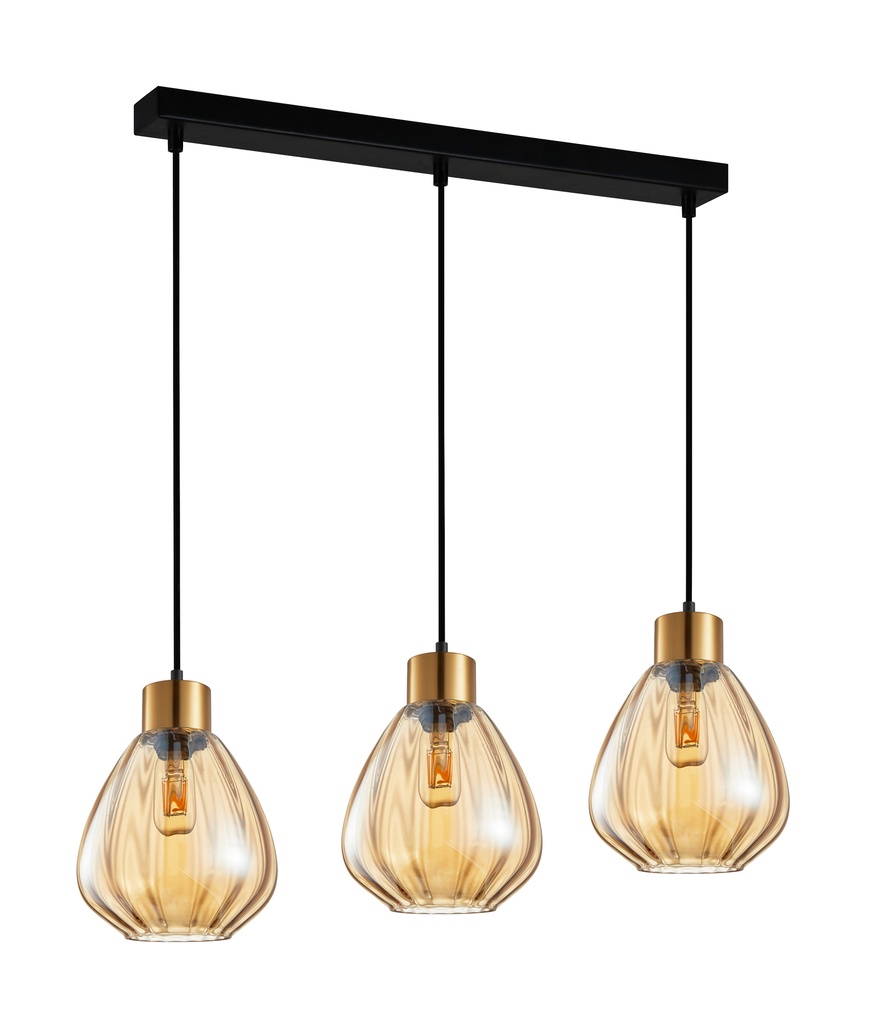 Pendant Light ES 3 X 72W Wine Glass Ribbed Square Base