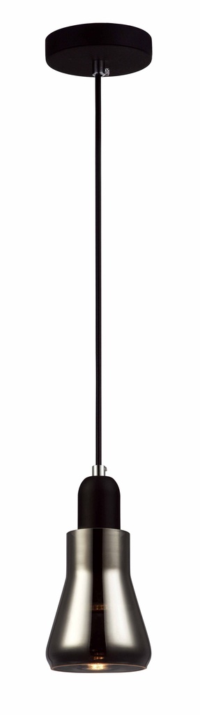 Pendant Light GU10 Black Smoke Glass Flute OD90mm