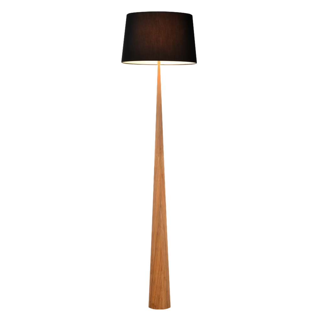 Bior Floor Lamp | Wood and Black Fabric