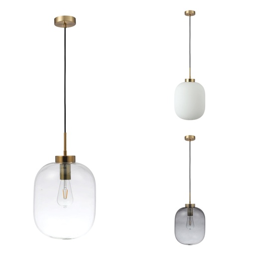 FLAUNT GLASS PENDANT 240V E27 SATIN BRASS