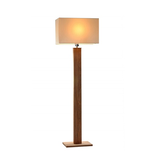 [6649/F] Dion Floor Lamp | Wood and Creamy White Fabric