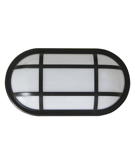 Exterior Bulkhead 20W Oval Black IP65 Optional Cage 1700LM