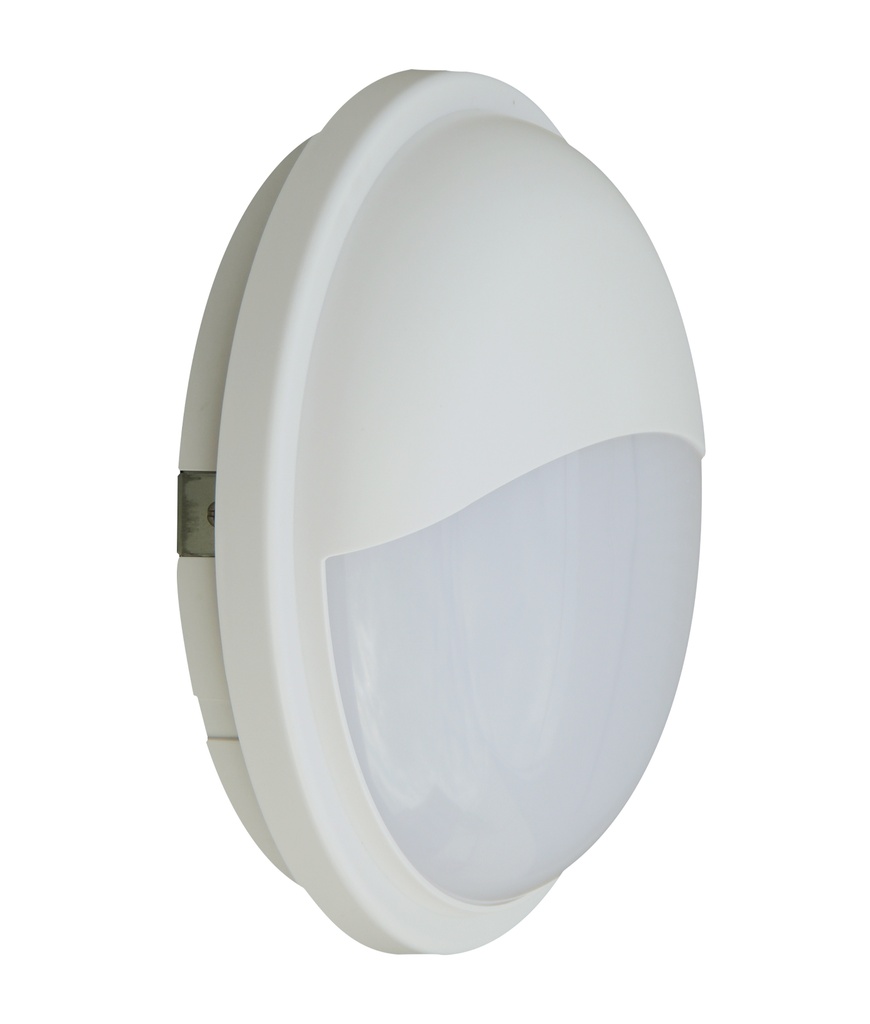 Exterior Bulkhead 20W Round White IP65 OD225mm Eyelid 1700LM