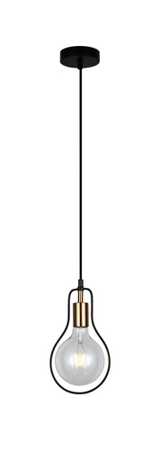 [CONTOUR1] Pendant Light ES Black Wire Pear with Antique Brass Highlight OD170mm