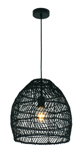 [COUP1] Pendant Light ES 40W Rattan Ellipse Matte Black OD340mm X L250mm