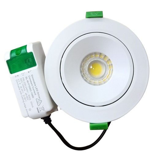[FIREFLY01] Downlight LED Gimbal Dimmable 8W Round White Tri-CCT IP20 90mm 720LM