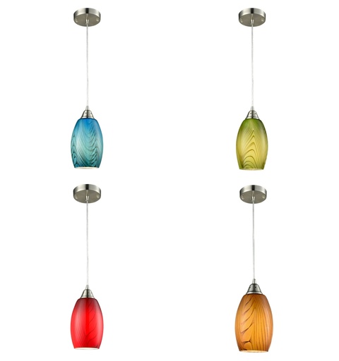 Pendant Light ES Glass Ellipse with Swirls OD120mm