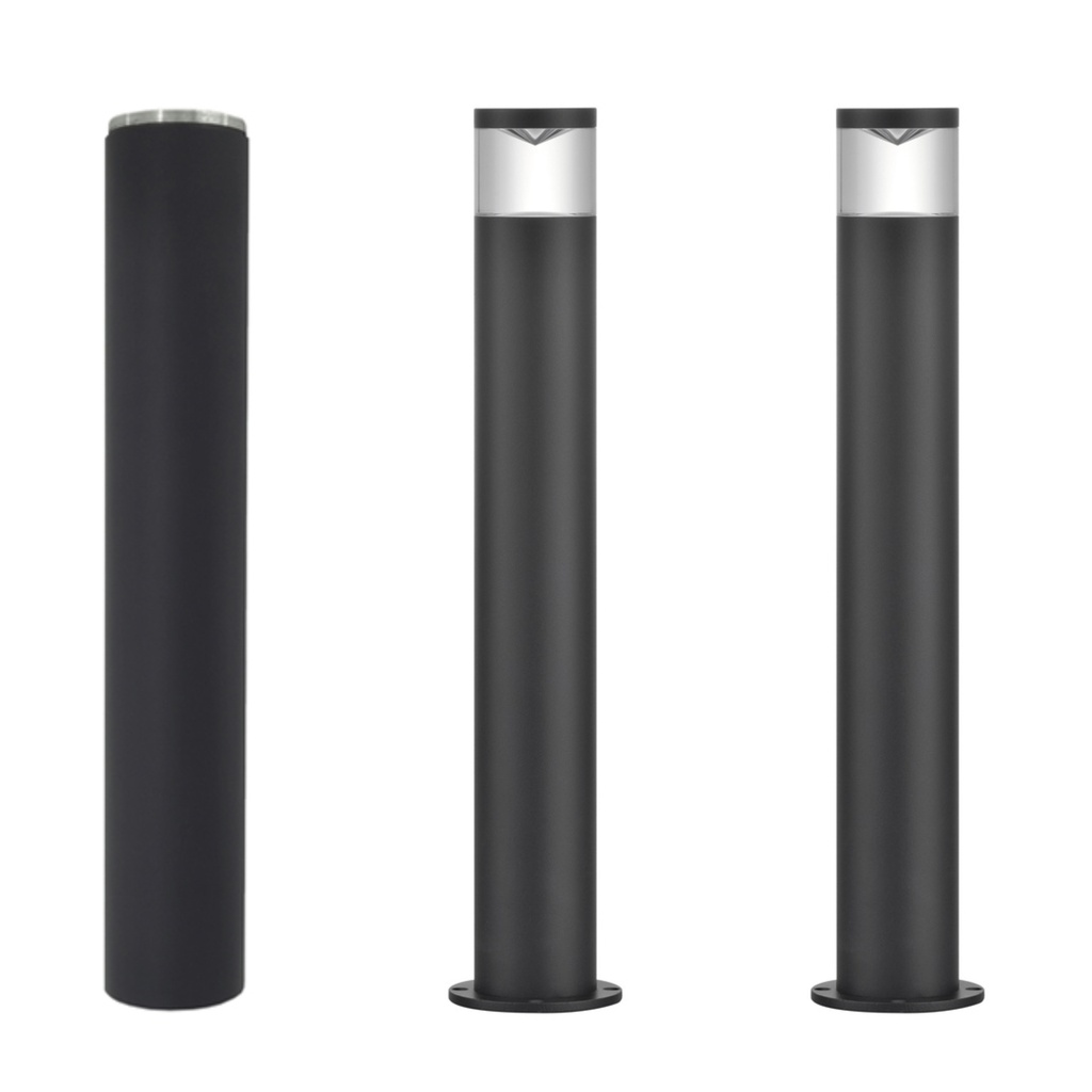 Bollard Light Round Black IP54 H445mm Low Glare & H380mm Extension