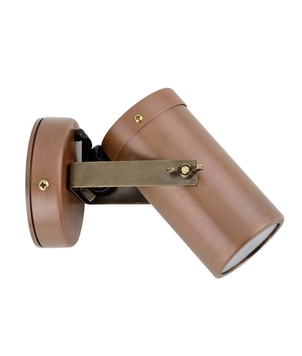 Spot Light Single Adjustable GU10 or MR16 Aged Copper IP54 Brass Bracket Anti-Glare