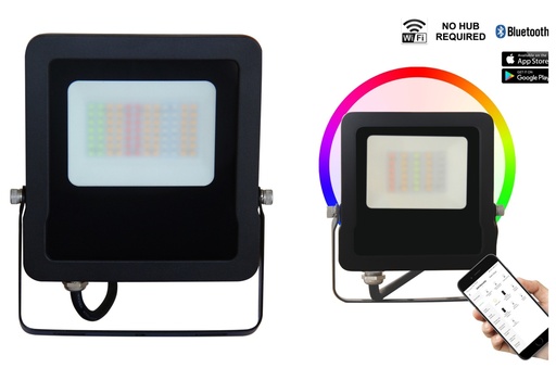 Flood Light LED Smart Black RGB IP65 5000K