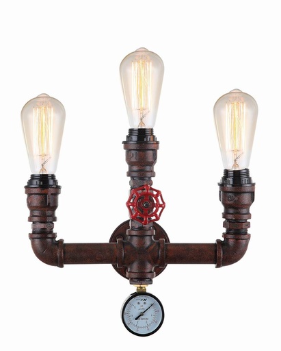 [STEAM1] Wall Light Interior Surface Mounted ESx3 W Pipe Aged iron
