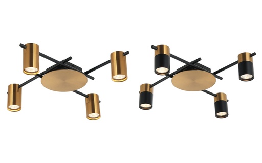 Spot Light GU10 X 4 Interior Ceiling Brass / Brass & Black OD520mm H120mm Adjustable