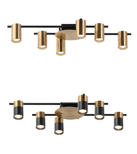 Spot Light GU10 X 6 Interior Ceiling Brass / Brass & Black OD720mm H120mm Adjustable