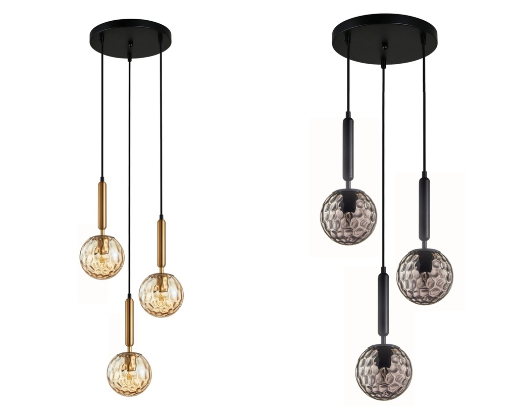 Pendant Light ES 3X72W Spherical Glass Enclosed Round Base