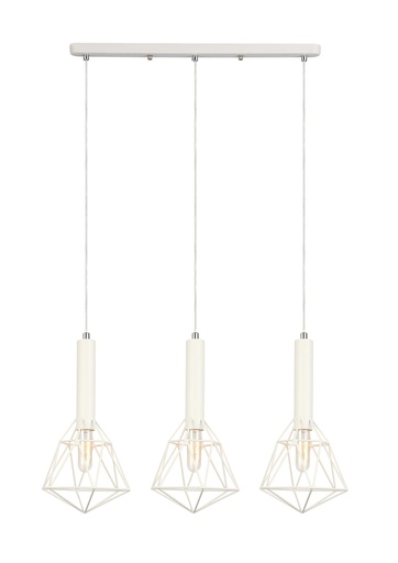 [WHITEBAND1X3] Pendant Light ESx3 Black Diamond Cage x 3 with Bar Matte Plate OD590mm