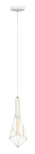 [WHITEBAND5] Pendant Light ES White Small Diamond Cage OD175mm